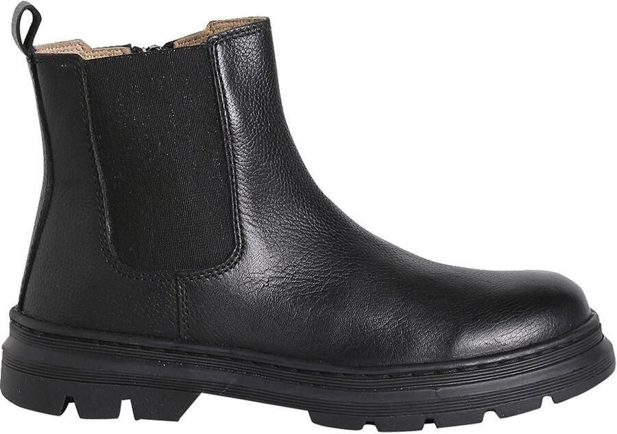 VERTBAUDET Boots voor meisjes van leer elastisch en met rits zwart