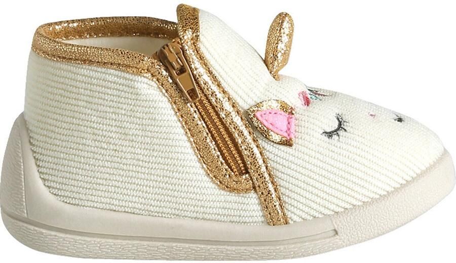 VERTBAUDET Canvas sloffen met rits voor baby's vanille