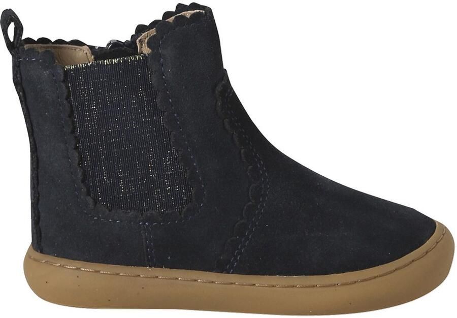 VERTBAUDET Chelsea boots met rits en elastiek van leer voor baby marineblauw