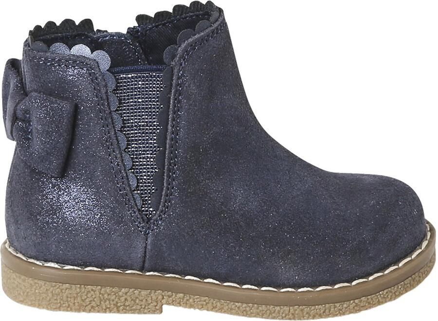 VERTBAUDET Elastische leren laarsjes voor meisjesbaby's marineblauw
