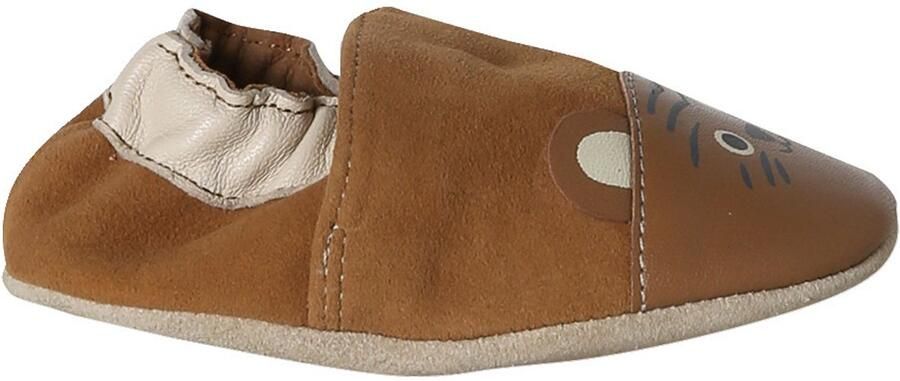 VERTBAUDET Elastische leren sloffen voor baby's chocoladebruin
