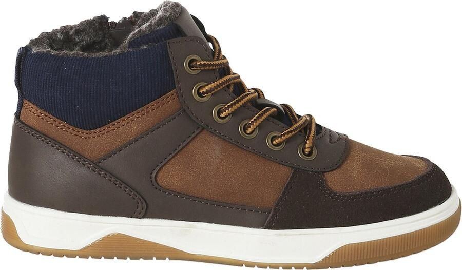 VERTBAUDET Hoge sneakers voor jongens met veters en klittenband bruin