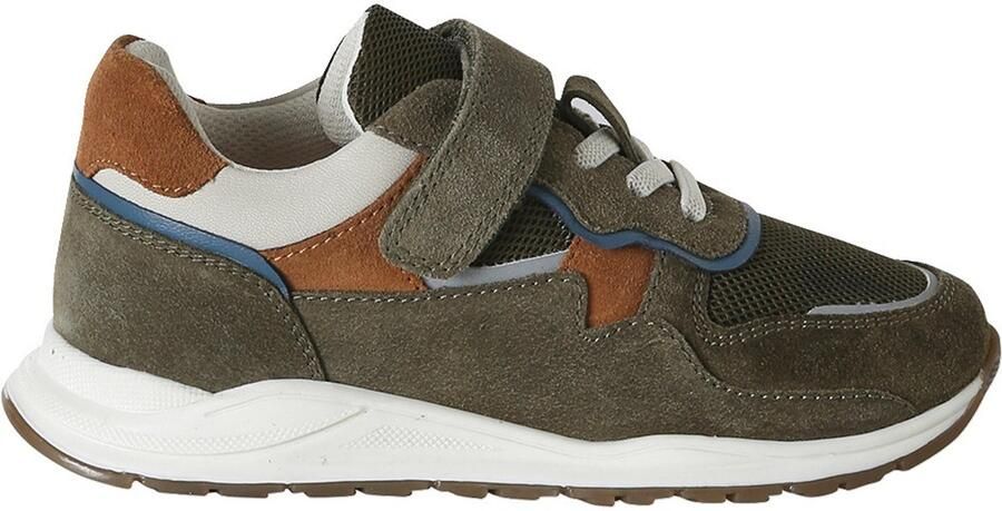 VERTBAUDET Jongens sneakers leer met klittenband kaki