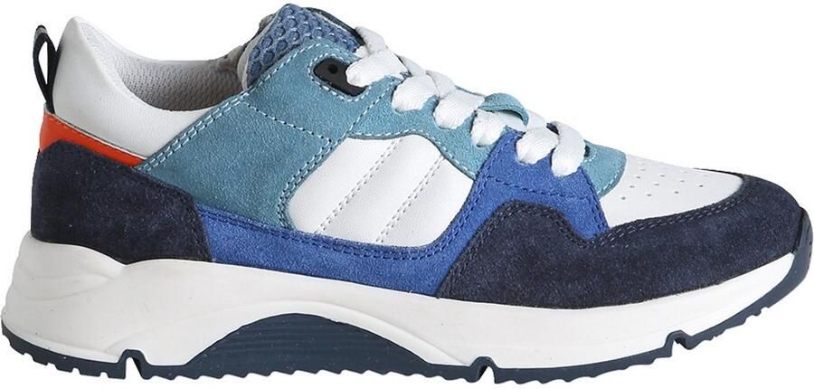 VERTBAUDET Jongenssneakers van leer met veters marineblauw