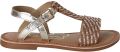VERTBAUDET Leren sandalen voor meisjes collectie kleuterschool bruin bedrukt - Bruin