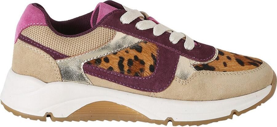 VERTBAUDET Meisjessneakers leer met veters beige