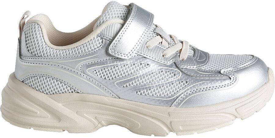 VERTBAUDET Meisjessneakers van textiel met klittenband zilver
