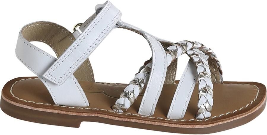 VERTBAUDET Sandalen met klittenband van leer voor kinderen kleuterschoolcollectie wit