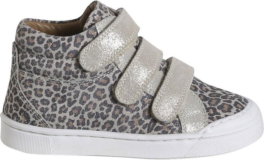 VERTBAUDET Leren MID-sneakers met klittenband kleutercollectie meisjes beige bedrukt