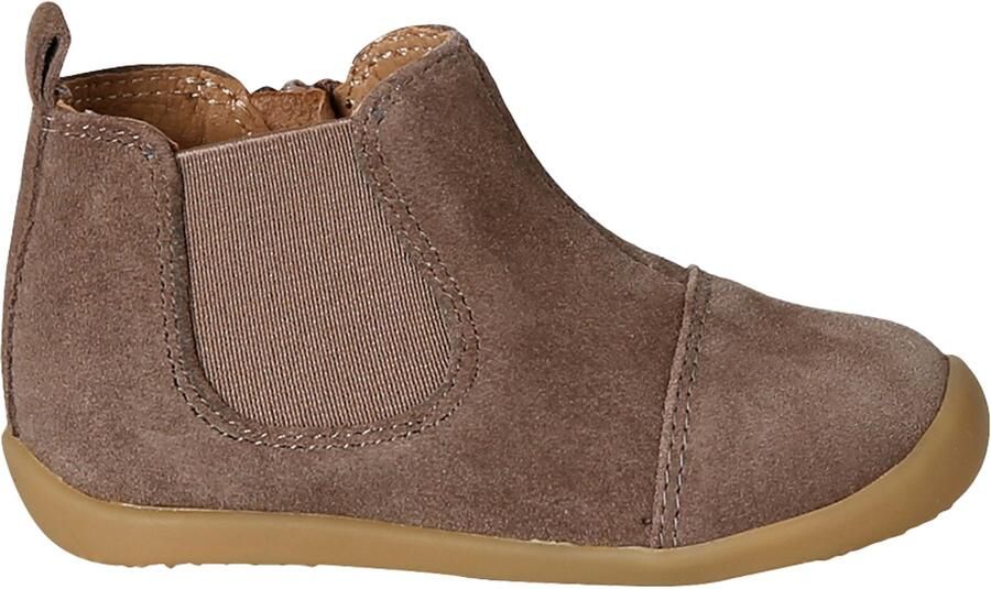 VERTBAUDET Soepel leren laarzen met rits en elastiek beige