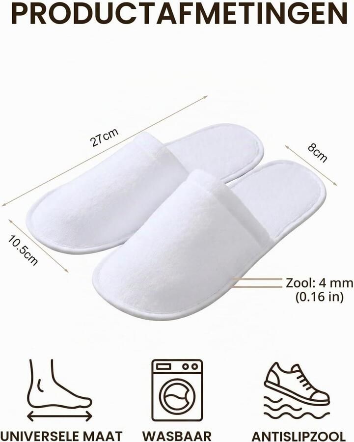 Verwisselbare Slippers voor Gasten 2 Paar Universele mm Terry Antislip en Comfortabel voor Hotel Spa Thuis en Reizen