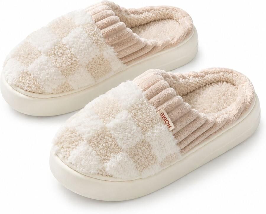 VHV Slippers Antislip -warme instapschoenen Wit Pantoffels Pluche huispantoffels Huisschoenen Slaapkamerslippers thuis