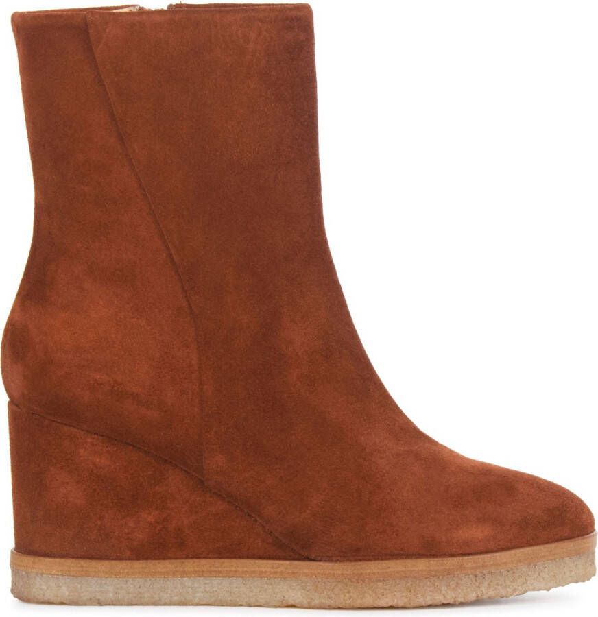 VIA VAI Enkellaarsjes Dames Laarzen Damesschoenen Suède 61019 Aura Brique combi