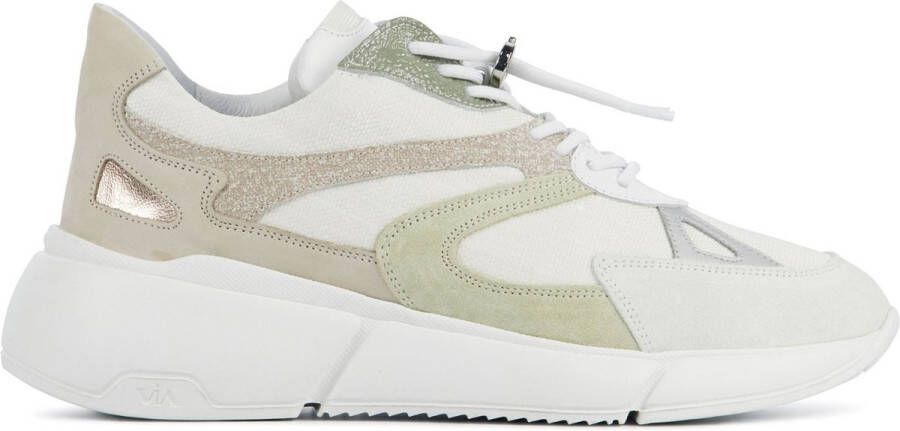 VIA VAI Sneakers Dames Lage sneakers Damesschoenen Suède 58124 Beige combi