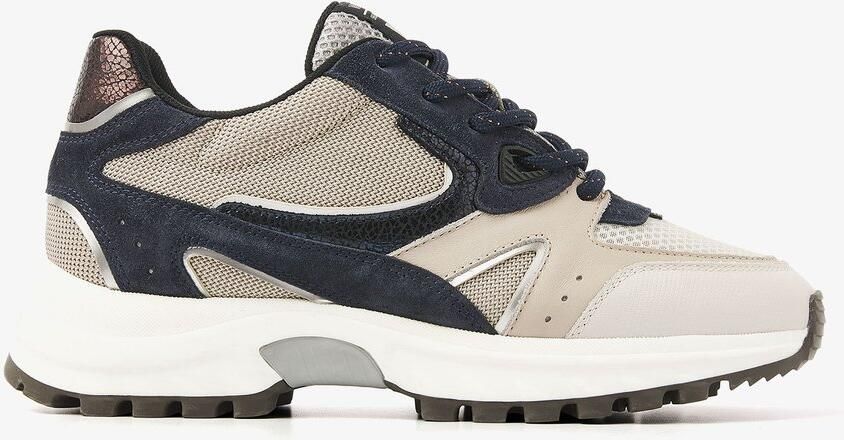 VIA VAI Danae Vicky Sneakers Dames Leer Mesh Suède Beige