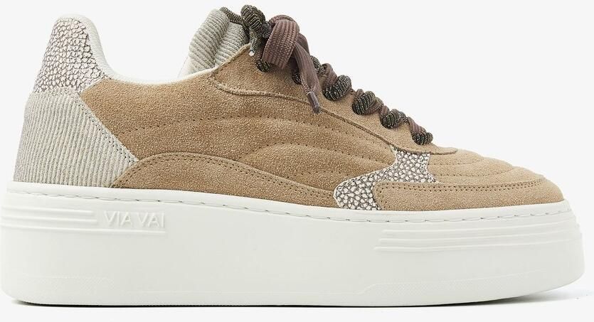 VIA VAI Isa Josie Sneakers Dames Leer Suède Bruin