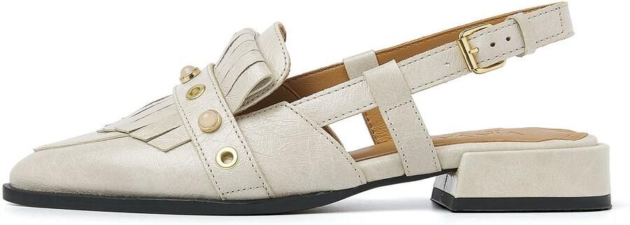 VIA VAI Slingbacks Dames Jazz Tammi Leer Beige