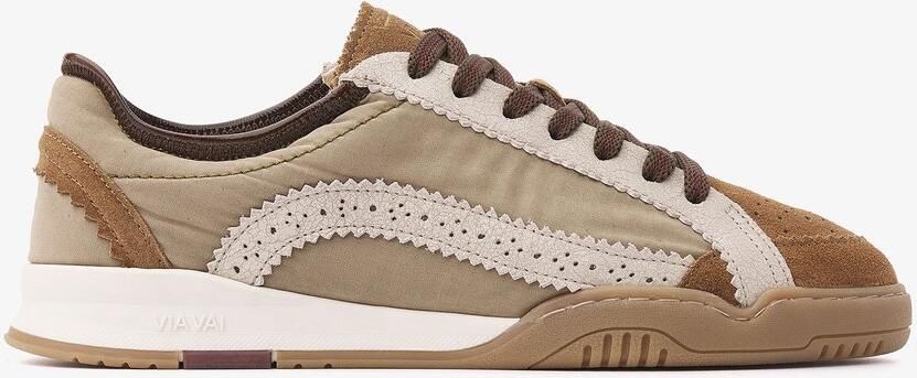 VIA VAI Kris Jaden Sneakers Dames Leer Suède Textiel Beige