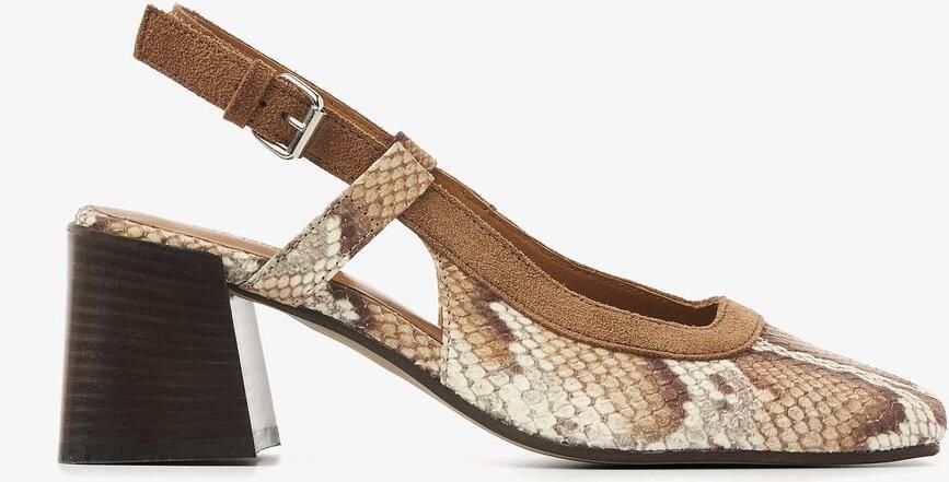 VIA VAI Laine Michelle Slingbacks Dames Leer Suède Cognac