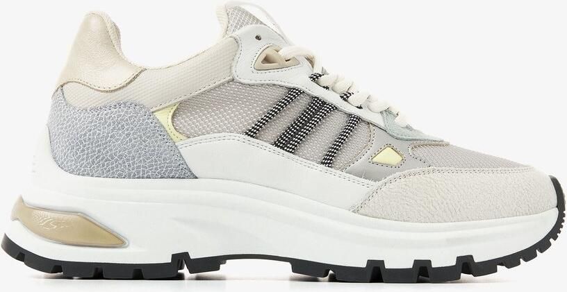 VIA VAI Liz Dae Sneakers Dames Leer Mesh Suède Geel