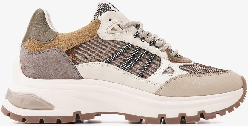 VIA VAI Liz Dae Sneakers Dames Leer Mesh Suède Groen