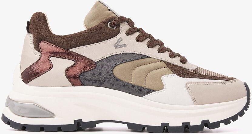 VIA VAI Liz Leighton Sneakers Dames Leer Mesh Suède Textiel Grijs