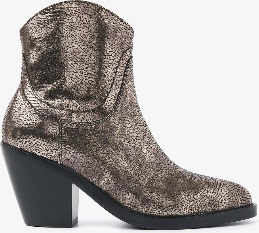 VIA VAI Mara Denver metallic enkellaars Grijs Leer Enkellaars met hak Dames