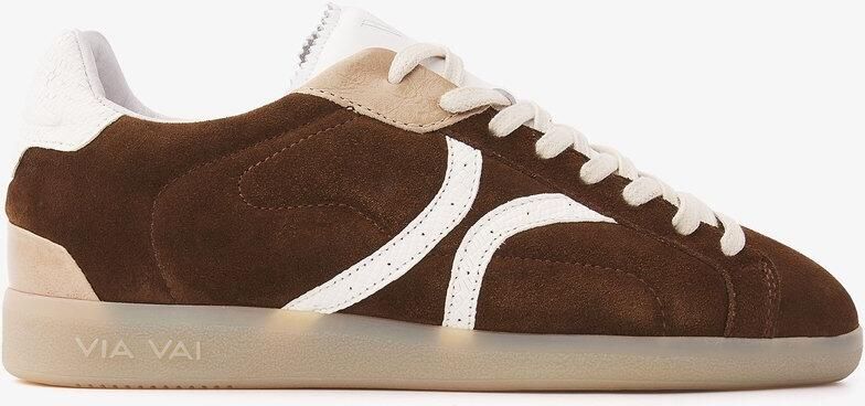 VIA VAI Nilla Khloe Sneakers Dames Leer Suède Bruin