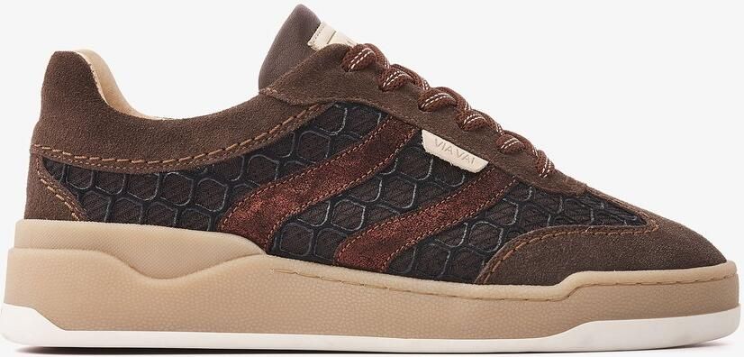 VIA VAI Sam Naomi Sneakers Dames Leer Mesh Suède Bruin