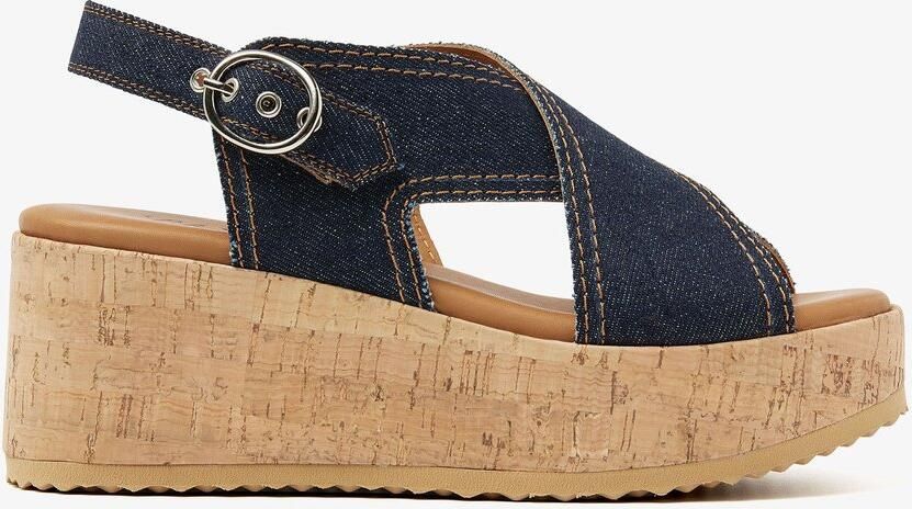 VIA VAI Sissel Capri | denim sandalen sleehak Blauw Textiel Sandalen met hak Dames