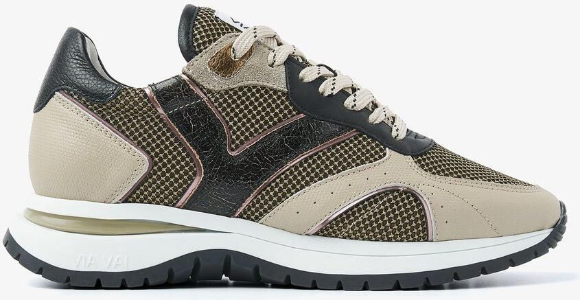 VIA VAI Usher Elliot Sneakers Dames Leer Mesh Suède Goud