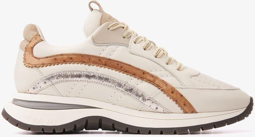 VIA VAI Usher Lott Sneakers Dames Leer Suède Beige