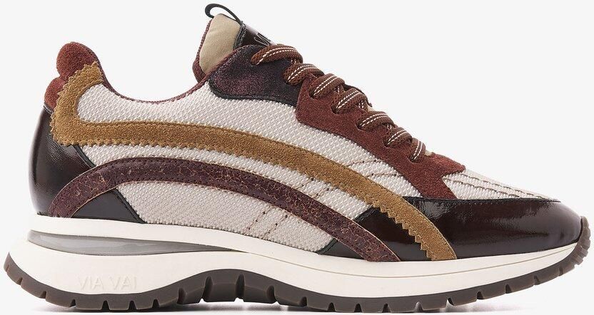 VIA VAI Usher Lott Sneakers Dames Suède Leer Mesh Rood