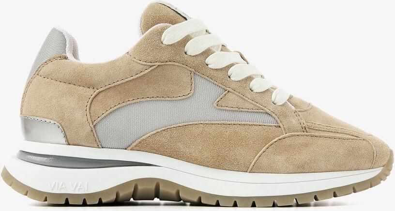 VIA VAI Usher Riggs Sneakers dames Leer Mesh Suède Beige