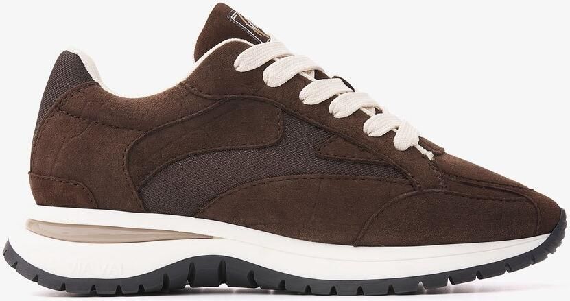 VIA VAI Usher Riggs Sneakers Dames Mesh Suède Bruin