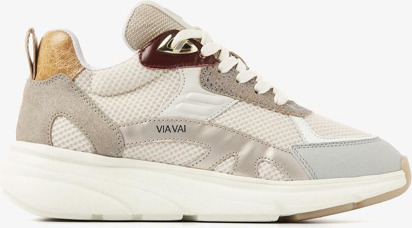 VIA VAI Vic Harmony Sneakers dames Leer Mesh Suède Beige