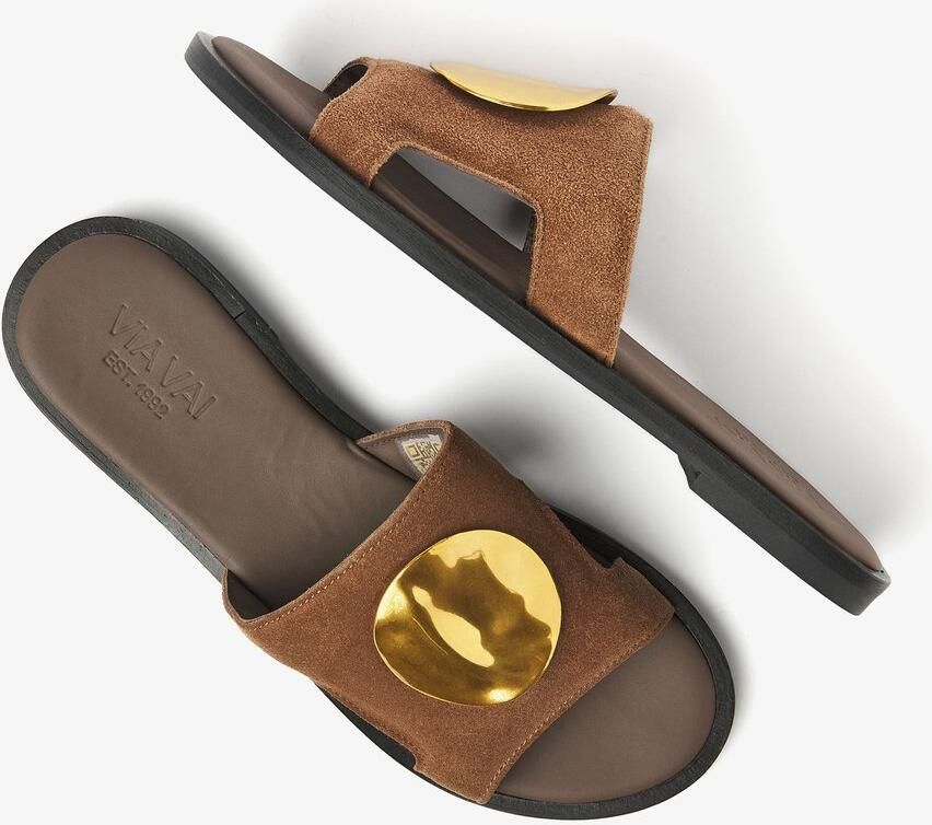 VIA VAI Vita Avi Slippers Dames Suède Cognac - Foto 2
