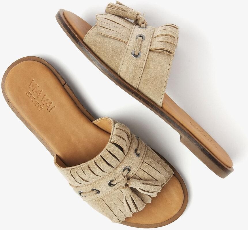 VIA VAI Vita Eva Slippers Dames Suède Beige