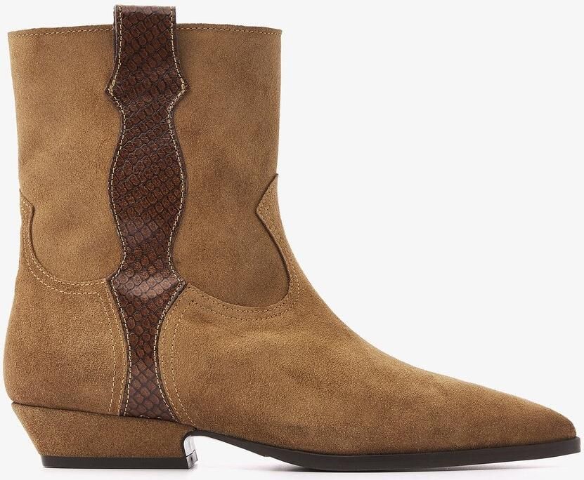 VIA VAI Vive Anna Enkellaarsjes Dames Leer Suède Beige