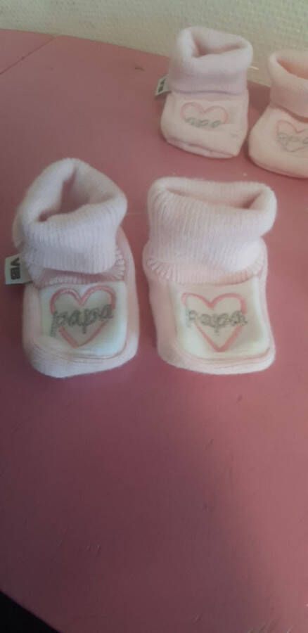 VIB Babyslofjes Roze Wit Papa Hart
