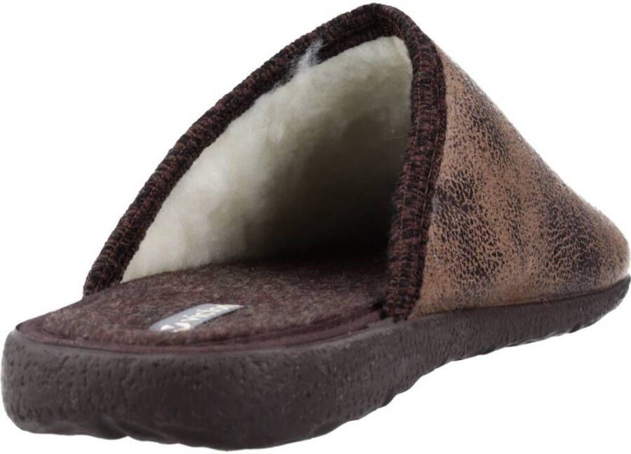 Victoria Faux Leather Comfort Slippers Brown Heren