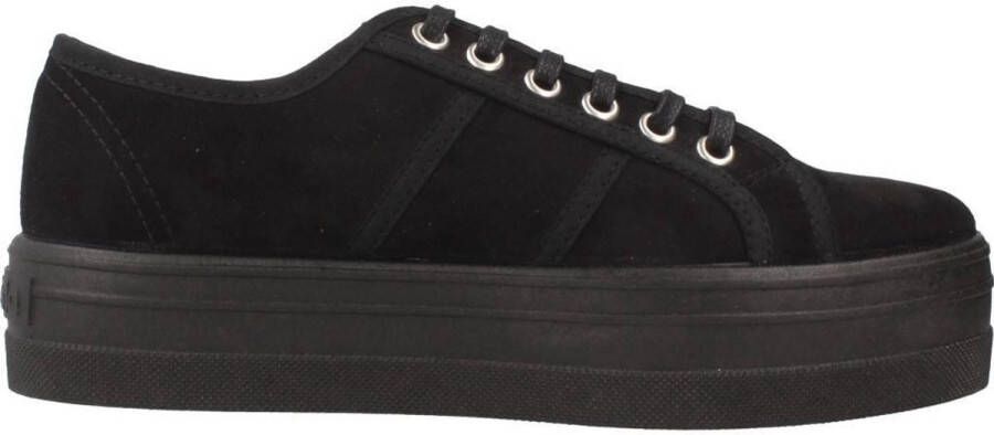 Victoria Zwarte Canvas Platform Sneakers