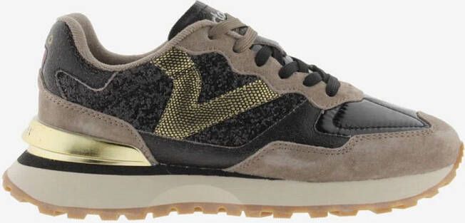 Victoria Smile Favorites Dames Sneakers Zwart Leer Suéde Metallic