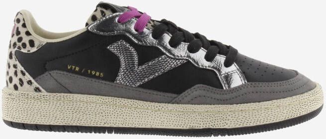Victoria Dames Sneakers Zwart Leer Suéde Metallic