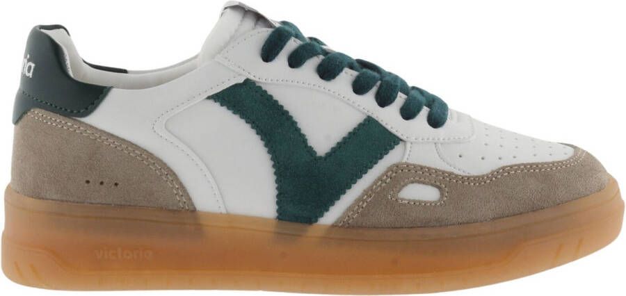 Victoria Seul Unisex Leather Effect Low Tennis & Color & Split Leather Pieces In Contrast 1257125 for Adults VERDE
