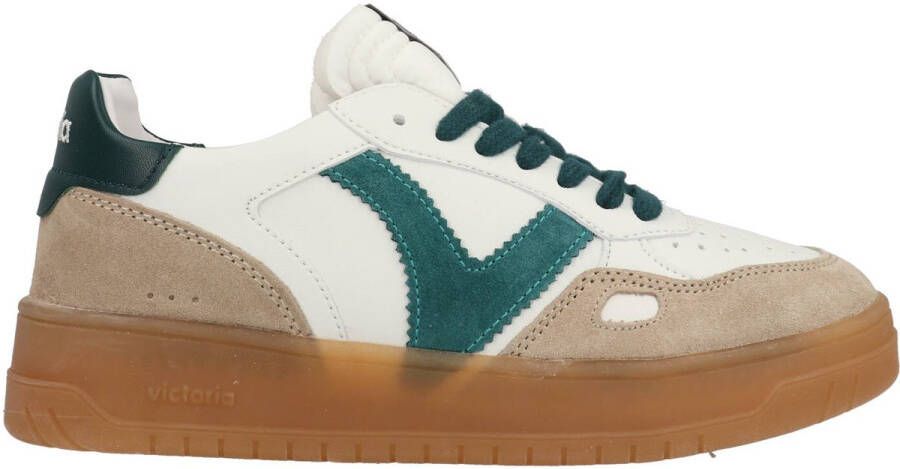 Victoria Seul Unisex Leather Effect Low Tennis & Color & Split Leather Pieces In Contrast 1257125 for Adults VERDE