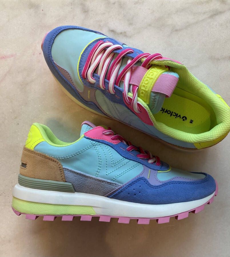 Victoria Sneakers Luna Nylon Multicolor Split Leather