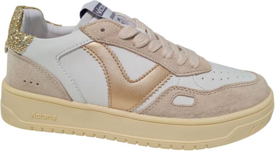 Victoria Sneakers Seul Serraje & Glitter Dames Sneakers Wit-goud