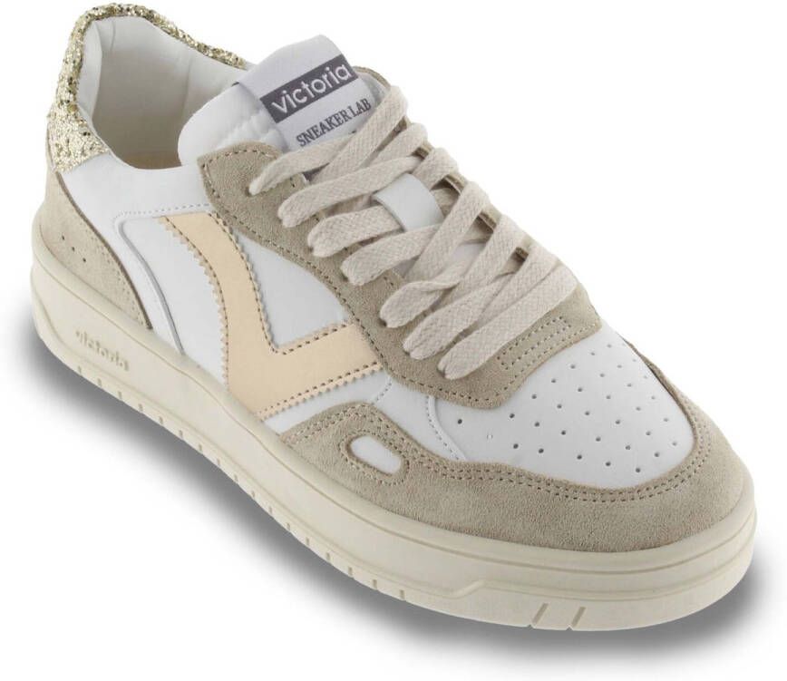 Victoria Sneakers Seul Serraje & Glitter Dames Sneakers Wit-goud