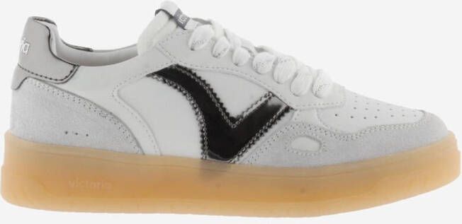 Victoria Sneakers White Split Leather Gun